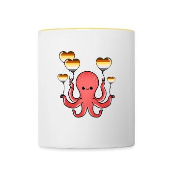 Oktopus Ballon Gay Bear Pride - Tasse zweifarbig - Weiß/Gelb - Vorne