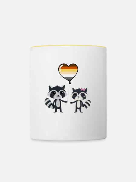 Waschbär-Paar Gay Bear Pride - Tasse zweifarbig - Weiß/Gelb