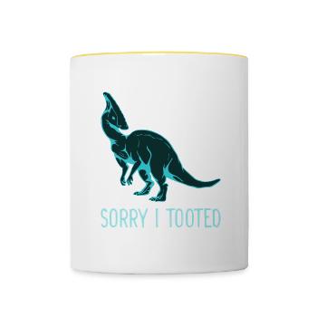 Dinosaure Parasaurolophus Dino Cadeau - Mug contrasté - blanc/jaune - Devant