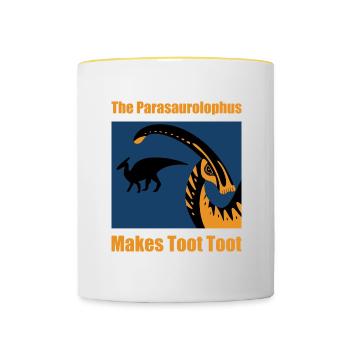 Dinosaure Parasaurolophus Dino Cadeau - Mug contrasté - blanc/jaune - Devant