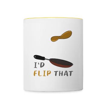 Pfannkuchen Berliner Waffeln Frühstück Geschenk - Tasse zweifarbig - Weiß/Gelb - Vorne