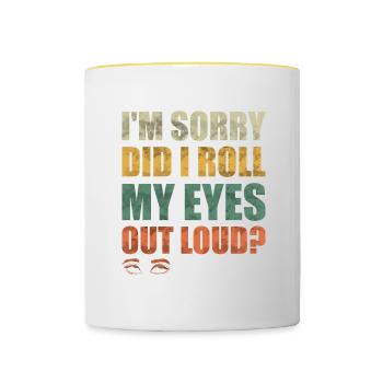 Saying Eye Rolls Funny Gift - Contrasting Mug - white/yellow - Front