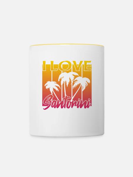 ich liebe santorini - Tasse zweifarbig - Weiß/Gelb