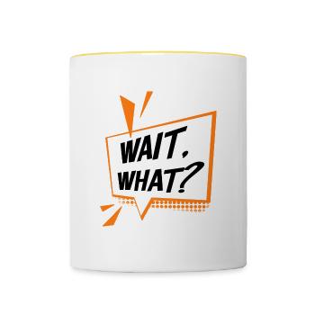 Wait What Funny Grammar - Contrasting Mug - white/yellow - Front