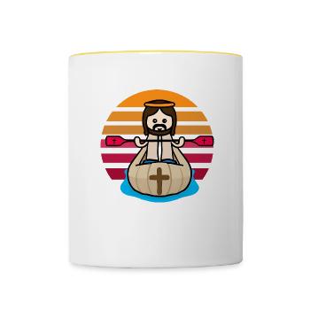 Jésus en kayak - Mug contrasté - blanc/jaune - Devant