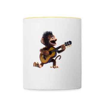 Monkey guitarist - Contrasting Mug - white/yellow - Front