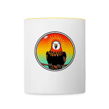 Perroquet frais au coucher du soleil - Mug contrasté - blanc/jaune - Devant