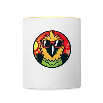 Perroquet frais au coucher du soleil - Mug contrasté - blanc/jaune - Devant