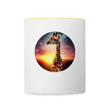 Young giraffe in sunset - Contrasting Mug - white/yellow - Front