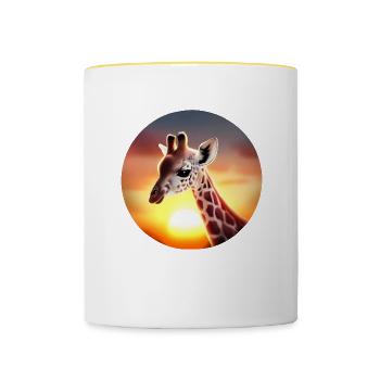Young giraffe in sunset - Contrasting Mug - white/yellow - Front