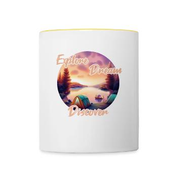 Camping Adventure Explore Dream Discover - Contrasting Mug - white/yellow - Front