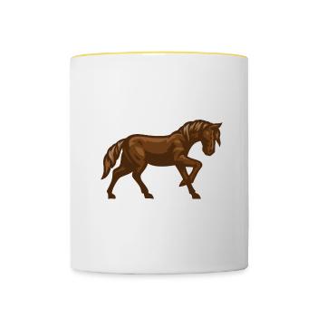 Denglish ne me dit rien du cheval - Mug contrasté - blanc/jaune - Devant