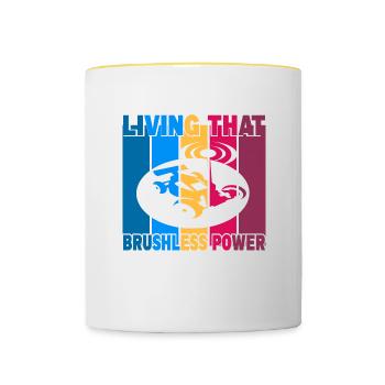 Living That Brushless Power - Tasse zweifarbig - Weiß/Gelb - Vorne