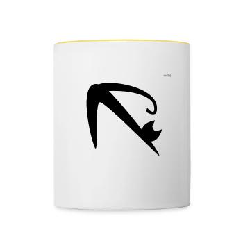 Black cat #2 - Contrasting Mug - white/yellow - Front