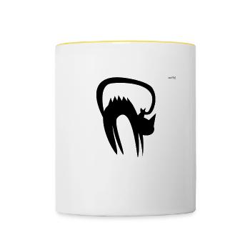Black cat #1 - Contrasting Mug - white/yellow - Front
