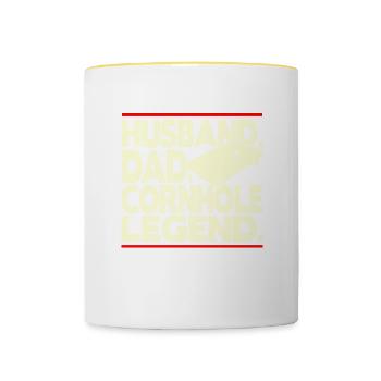 Husband Dad Cornhole Legend - Tasse zweifarbig - Weiß/Gelb - Vorne