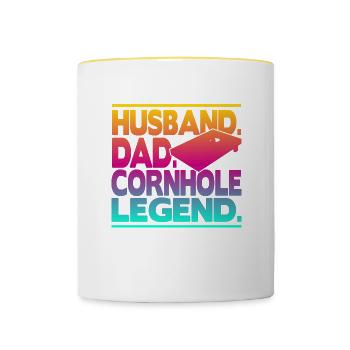 Husband Dad Cornhole Legend - Tasse zweifarbig - Weiß/Gelb - Vorne
