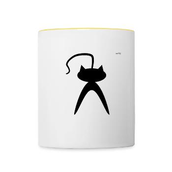 black cat - Contrasting Mug - white/yellow - Front