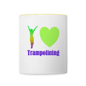 I love Trampolining - Tasse zweifarbig - Weiß/Gelb - Vorne