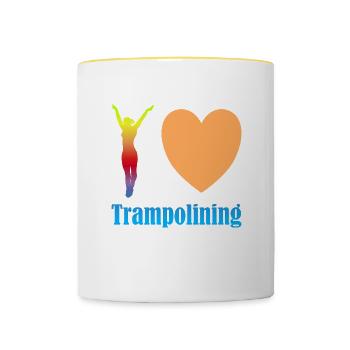 I love Trampolining - Tasse zweifarbig - Weiß/Gelb - Vorne
