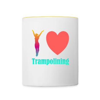 I love Trampolining - Tasse zweifarbig - Weiß/Gelb - Vorne