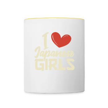I love Japanese girls - Contrasting Mug - white/yellow - Front