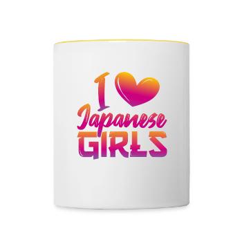 I love Japanese girls - Contrasting Mug - white/yellow - Front