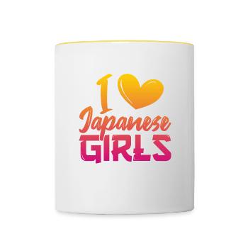 I love Japanese girls - Contrasting Mug - white/yellow - Front