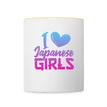 I love Japanese girls - Contrasting Mug - white/yellow - Front