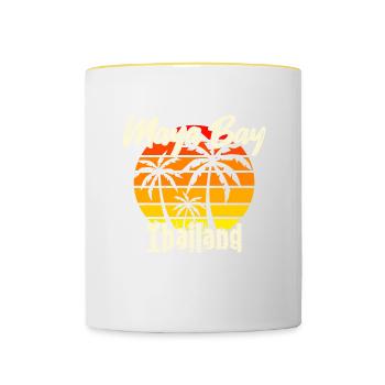 Vintage Maya Bay Thaïlande - Mug contrasté - blanc/jaune - Devant