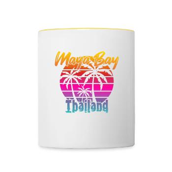 Vintage Maya Bay Thaïlande - Mug contrasté - blanc/jaune - Devant