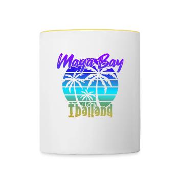 Vintage Maya Bay Thaïlande - Mug contrasté - blanc/jaune - Devant