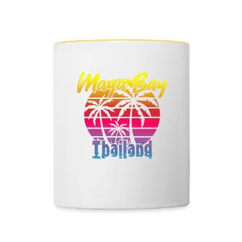 Vintage Maya Bay Thaïlande - Mug contrasté - blanc/jaune - Devant