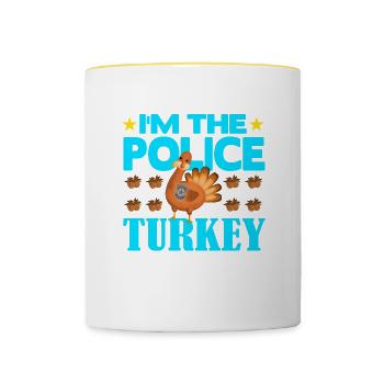 Je suis la police turque - Mug contrasté - blanc/jaune - Devant