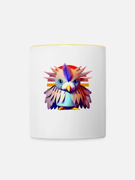 Polygon Vogel - Tasse zweifarbig - Weiß/Gelb