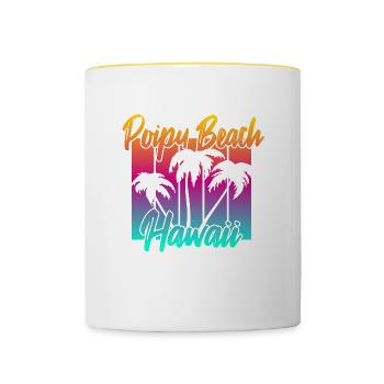 Poipu Beach Hawaii - Contrasting Mug - white/yellow - Front