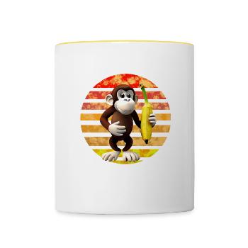 Bananen Affe - Tasse zweifarbig - Weiß/Gelb - Vorne
