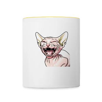 Sphynx Cat - Contrasting Mug - white/yellow - Front