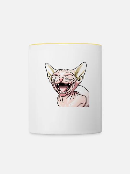 Sphynx Katze - Tasse zweifarbig - Weiß/Gelb