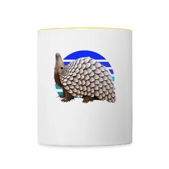 Niedliches Pangolin-Design - Tasse zweifarbig - Weiß/Gelb - Vorne
