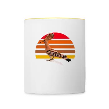 Wiedehopf Vogel Illustration - Tasse zweifarbig - Weiß/Gelb - Vorne