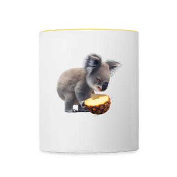 Koala et ananas - Mug contrasté - blanc/jaune - Devant