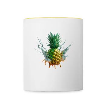 Farbenfrohe Ananas - Tasse zweifarbig - Weiß/Gelb - Vorne