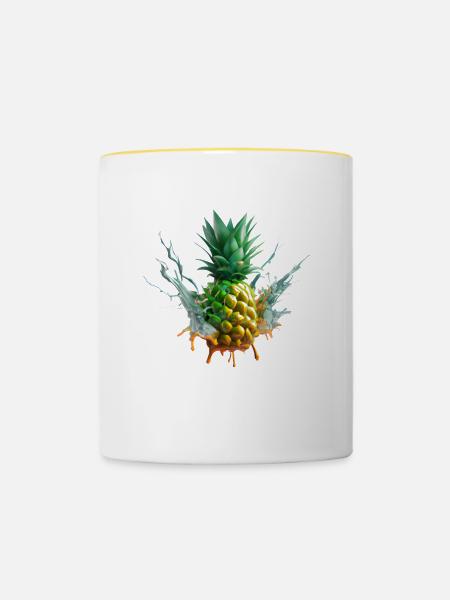 Farbenfrohe Ananas - Tasse zweifarbig - Weiß/Gelb