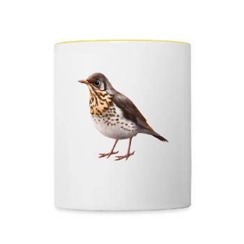 Grive oiseau - Mug contrasté - blanc/jaune - Devant