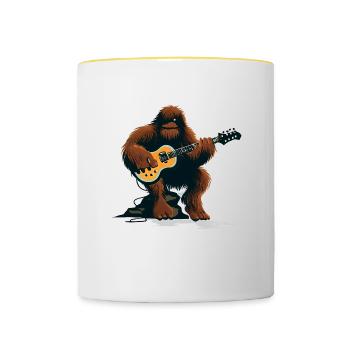 Bigfoot spielt Gitarre - Tasse zweifarbig - Weiß/Gelb - Vorne