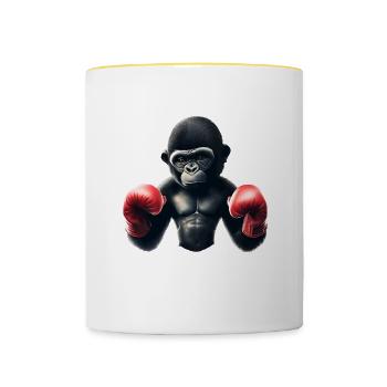 Boxer Gorilla - Contrasting Mug - white/yellow - Front