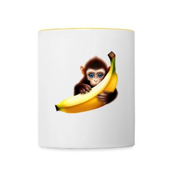 Banane à cache-cache de singe - Mug contrasté - blanc/jaune - Devant