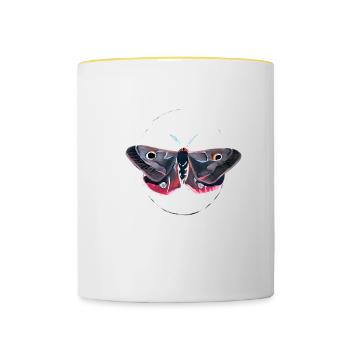 Gouache-Malerei: Motte - Tasse zweifarbig - Weiß/Gelb - Vorne