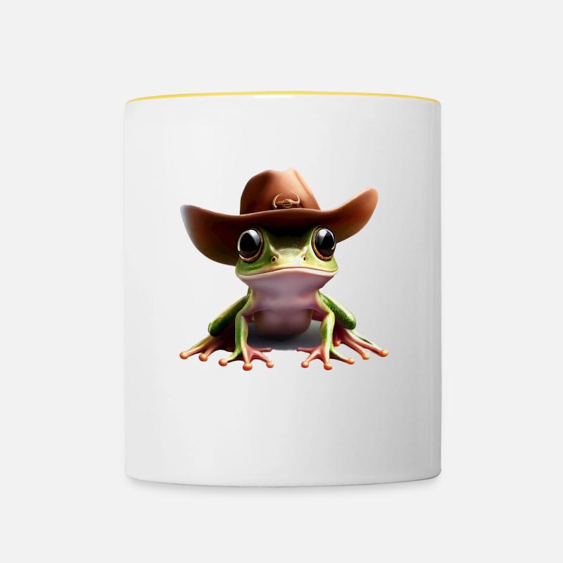 Cowboy Grenouille - Mug contrasté - blanc/jaune